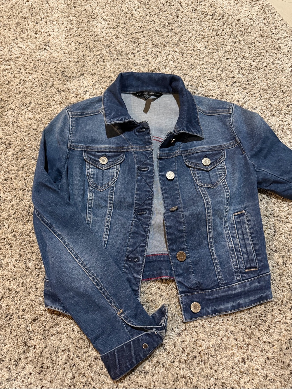 White House Black Market Women's Dark Blue Denim Jacket